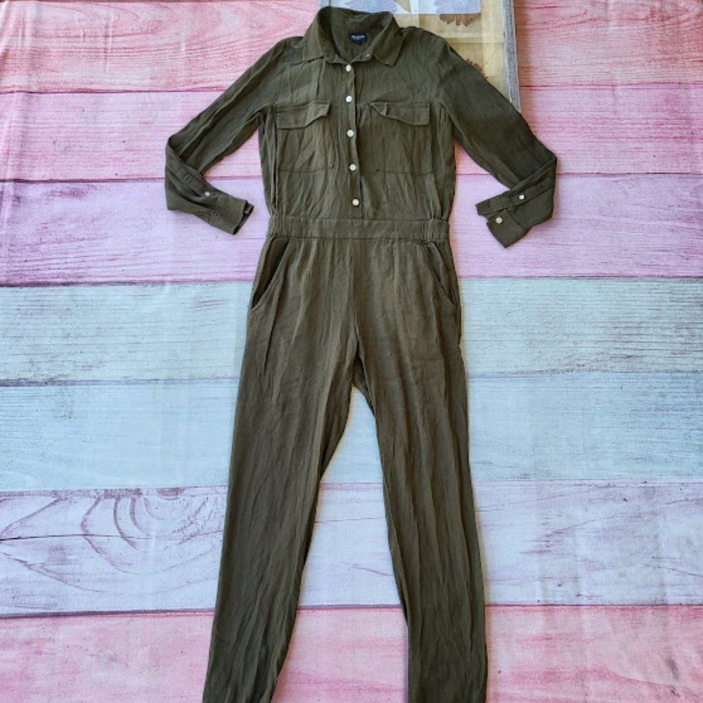Madewell Olive Green Utility Pocket‎ Straight Leg Pocket Jumpsuit Small